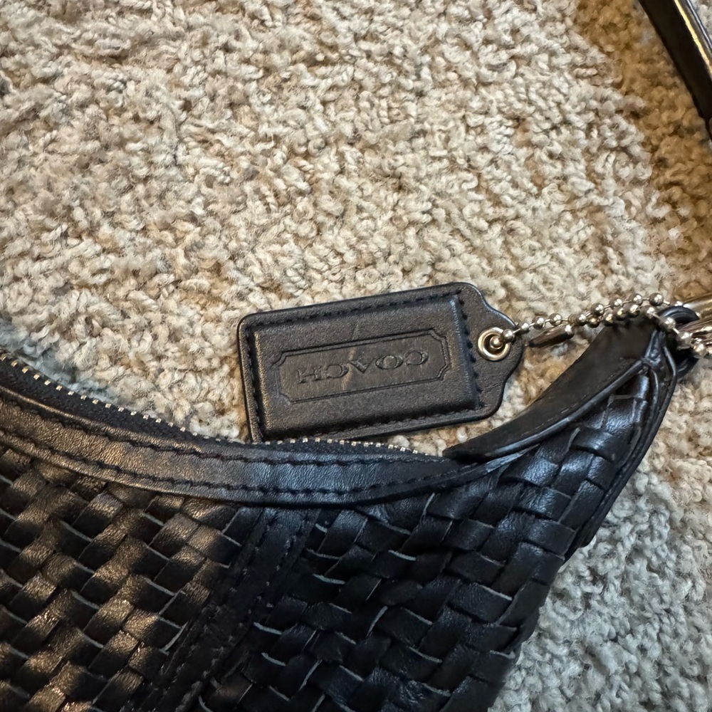 Coach Kristin Black Woven Leather Shoulder Bag | Very Good Condition - Picture 5 of 11